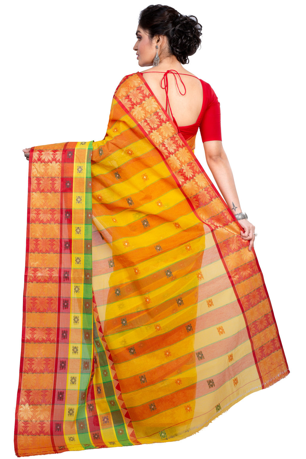 Yellow Pure Cotton FulPar Tant Saree (864)